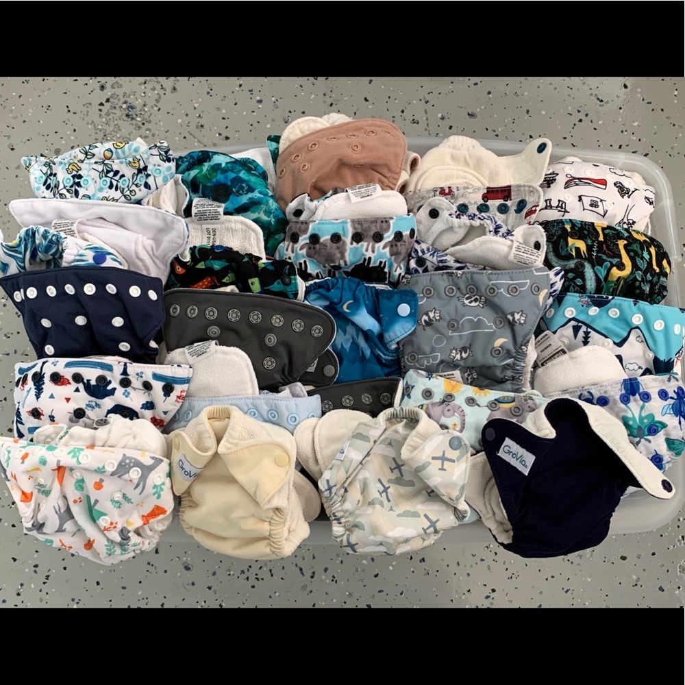 Used All-in-one cloth diapers for newborns.